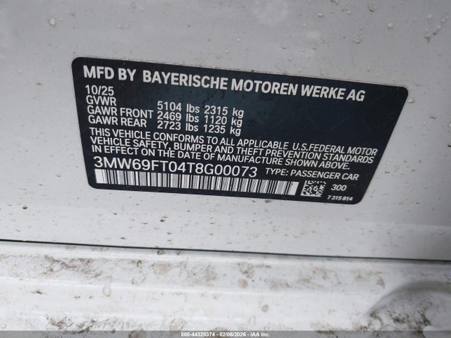 44320374 :رقم المزاد ، 3MW69FT04T8G00073 vin ، 2026 Bmw M340i Xdrive Na مزاد بيع