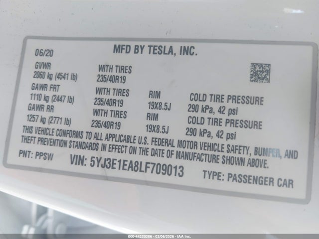 2020 TESLA MODEL 3 5YJ3E1EA8LF709013 Photo 8