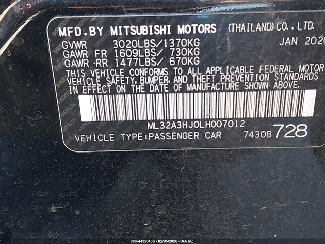 2020 MITSUBISHI MIRAGE ML32A3HJ0LH007012 Photo 8