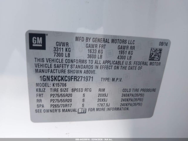 1GNSKCKC9FR271971 Chevrolet Tahoe Ltz