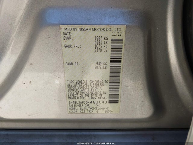 2013 NISSAN ALTIMA 1N4BL3AP5DN483643 Photo 8