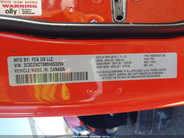 2C3CDXCT9MH653299 Dodge Charger R/t Rwd
