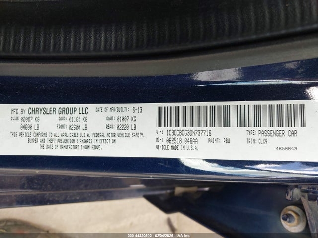 Продаж на аукціоні авто 2013 Chrysler 200 Limited, vin: 1C3CCBCG3DN737716, номер лоту: 44320602