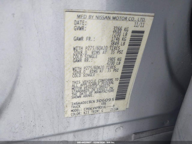 2012 NISSAN TITAN 1N6AA0EC8CN306095 Photo 8
