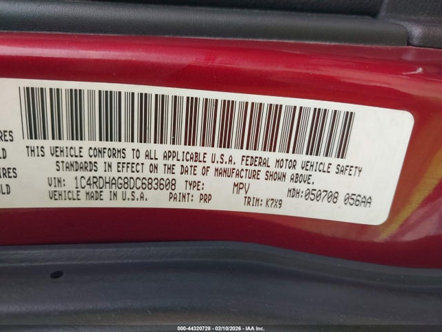 44320728 :رقم المزاد ، 1C4RDHAG8DC683608 vin ، 2013 Dodge Durango Sxt مزاد بيع