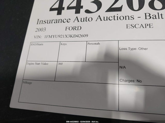 2003 FORD ESCAPE 1FMYU921X3KD42609 Photo 8