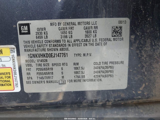 2014 CHEVROLET TRAVERSE 1GNKVHKD0EJ147761 Photo 8