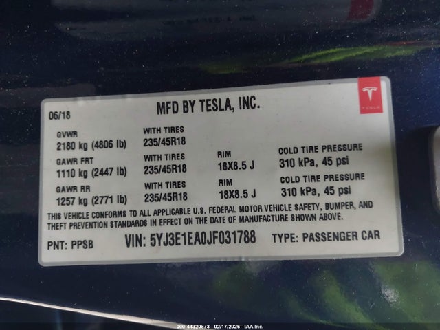 2018 TESLA MODEL 3 5YJ3E1EA0JF031788 Photo 8