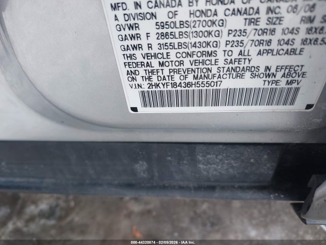 2006 HONDA PILOT 2HKYF18436H555017 Photo 8