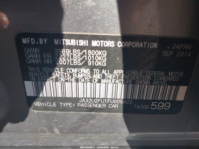 2015 MITSUBISHI LANCER JA32U2FU1FU005422 Photo 8