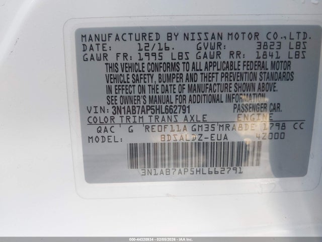 3N1AB7AP5HL662791 Nissan SENTRA SV