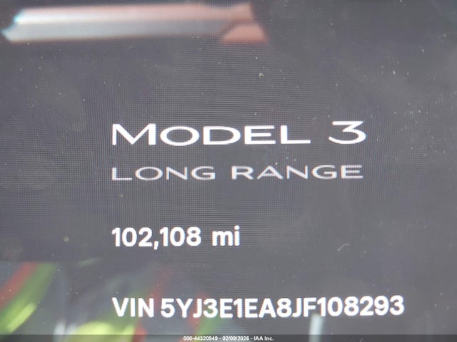 44320949 :رقم المزاد ، 5YJ3E1EA8JF108293 vin ، 2018 Tesla Model 3 Long Range/mid Range مزاد بيع
