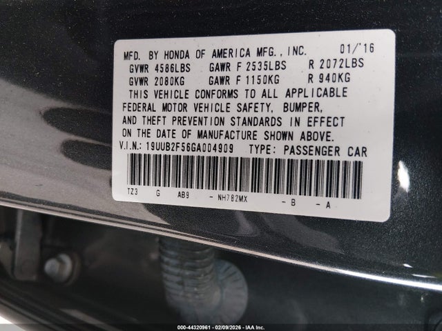 Aukcja sprzedaży 2016 Acura Tlx V6 Tech, vin: 19UUB2F56GA004909, numer aukcji: 44320961