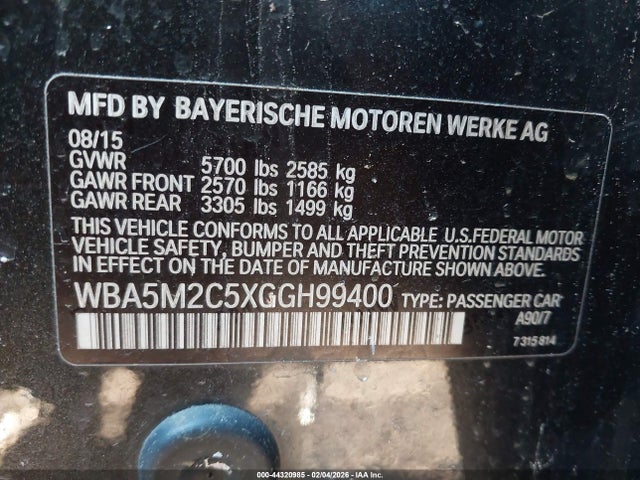 2016 BMW 535I GRAN TURISMO WBA5M2C5XGGH99400 Photo 8