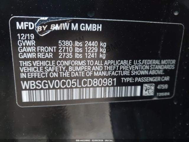 WBSGV0C05LCD80981 BMW M8 Gran Coupe