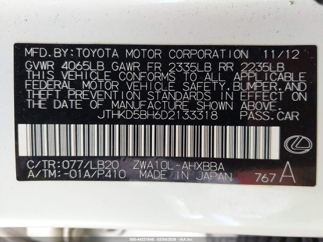 2013 LEXUS CT 200H JTHKD5BH6D2133318 Photo 8