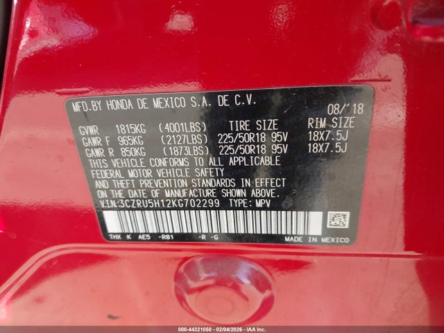 3CZRU5H12KG702299 Honda HR-V SPORT