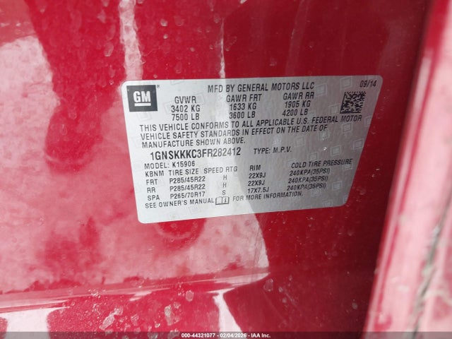 1GNSKKKC3FR282412 Chevrolet Suburban 1500 Ltz