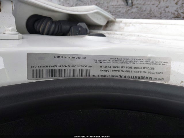 Продажа на аукционе авто 2017 Maserati Ghibli S Q4, vin: ZAM57RTL1H1227470, номер лота: 44321079