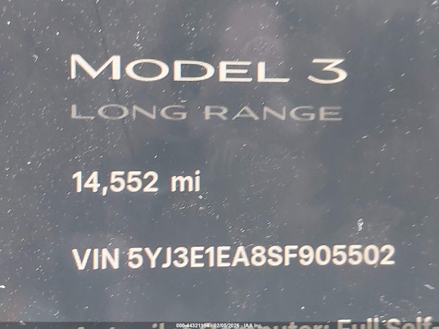 Продаж на аукціоні авто 2025 Tesla Model 3 Long Range Rear-wheel Drive/standard Rear-wheel Drive, vin: 5YJ3E1EA8SF905502, номер лоту: 44321114
