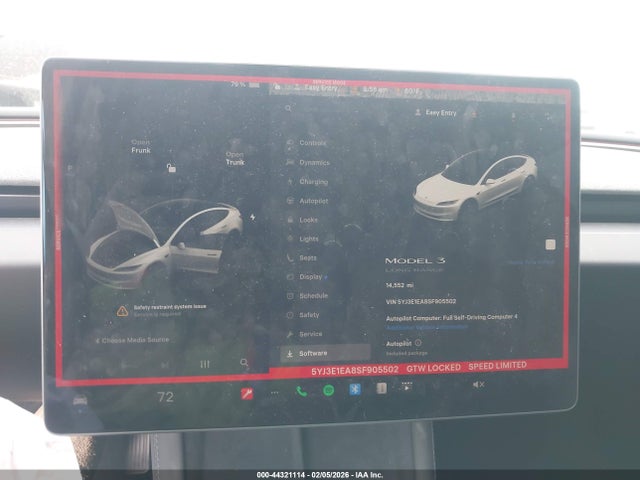 Продаж на аукціоні авто 2025 Tesla Model 3 Long Range Rear-wheel Drive/standard Rear-wheel Drive, vin: 5YJ3E1EA8SF905502, номер лоту: 44321114