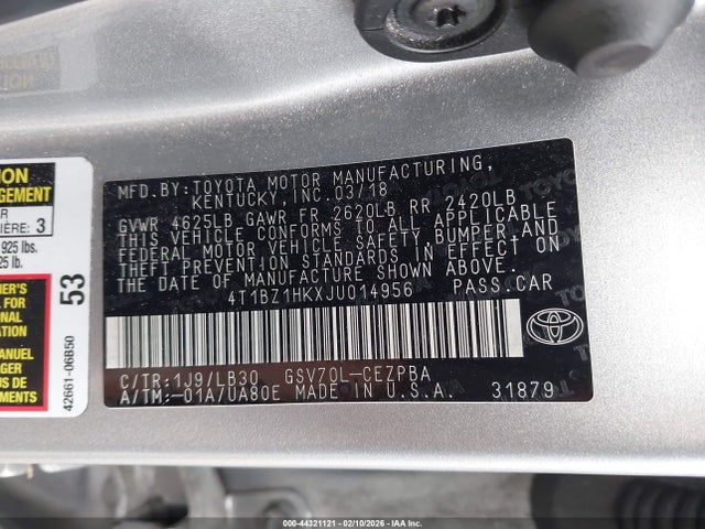4T1BZ1HKXJU014956 Toyota Camry Xse V6