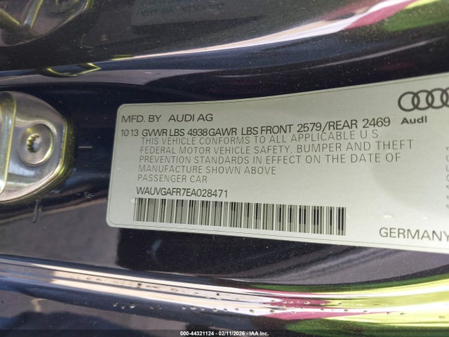2014 Audi S5 3.0t Premium Plus მანქანა იყიდება აუქციონზე, vin: WAUVGAFR7EA028471, აუქციონის ნომერი: 44321124