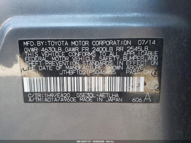 Lexus IS 250 2015 JTHBF1D21F5046455 Image 9