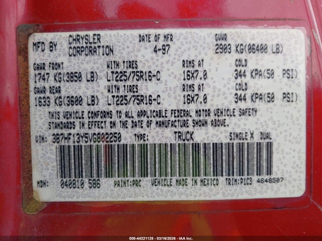 1997 DODGE RAM 1500 3B7HF13Y5VG802250 Photo 8