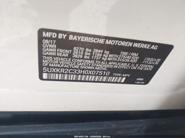 Продаж на аукціоні авто 2017 Bmw X5 Sdrive35i, vin: 5UXKR2C33H0X07510, номер лоту: 44321184