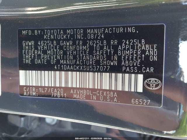 4T1DAACKXSU537077 Toyota CAMRY SE