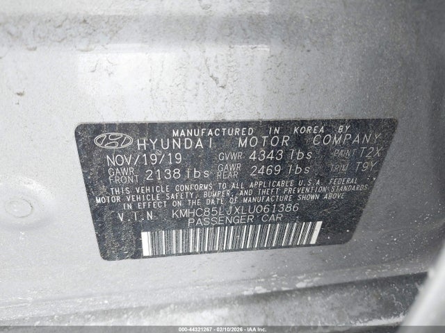KMHC85LJXLU061386 Hyundai Ioniq Electric Limited