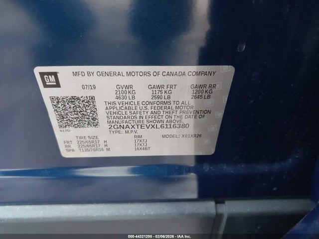 2GNAXTEVXL6116380 Chevrolet Equinox Awd 2fl