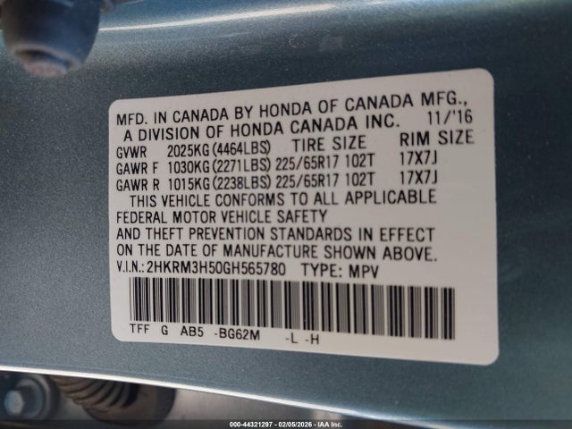 2HKRM3H50GH565780 Honda CR-V EX
