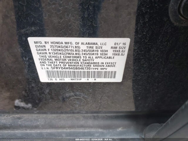 2016 Acura Mdx Advance   Entertainment Packages/advance Package მანქანა იყიდება აუქციონზე, vin: 5FRYD4H94GB046720, აუქციონის ნომერი: 44321322