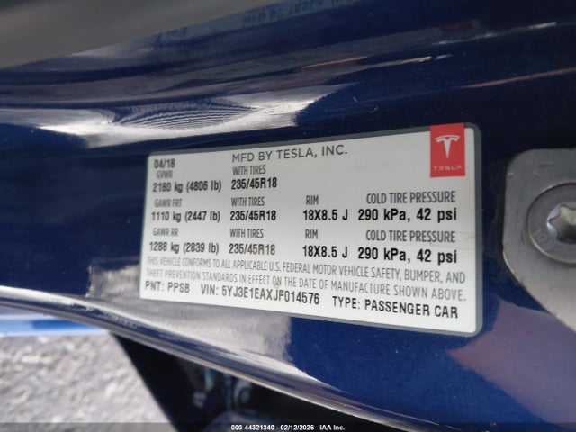 2018 TESLA MODEL 3 5YJ3E1EAXJF014576 Photo 8
