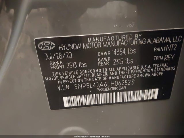 2020 HYUNDAI SONATA 5NPEL4JA6LH062523 Photo 8