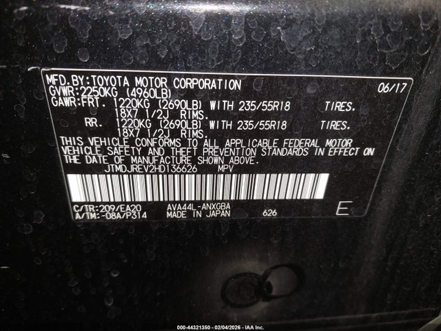 2017 TOYOTA RAV4 HYBRID JTMDJREV2HD136626 Photo 8