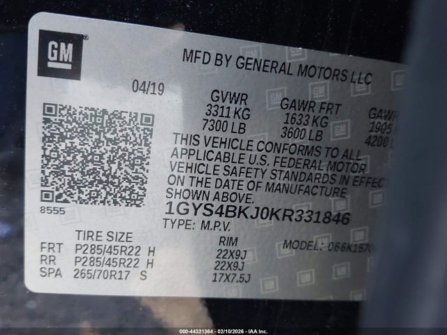 2019 CADILLAC ESCALADE 1GYS4BKJ0KR331846 Photo 8