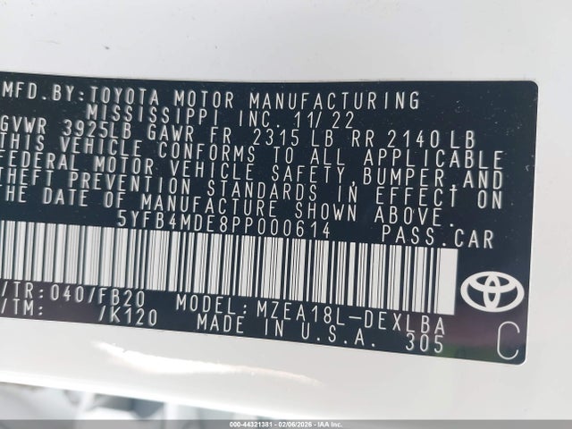 Toyota COROLLA LE 2023 5YFB4MDE8PP000614 Image 9