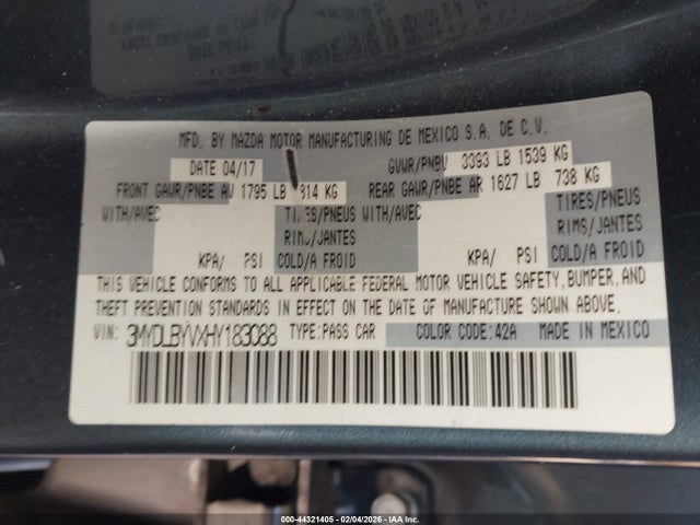 3MYDLBYVXHY183088 Toyota YARIS IA