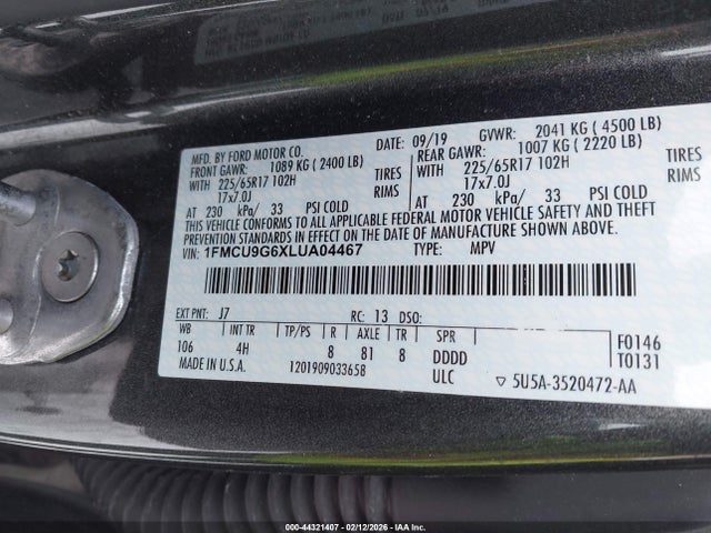 2020 FORD ESCAPE 1FMCU9G6XLUA04467 Photo 8