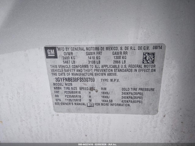 2015 CADILLAC SRX 3GYFNBE38FS530769 Photo 8