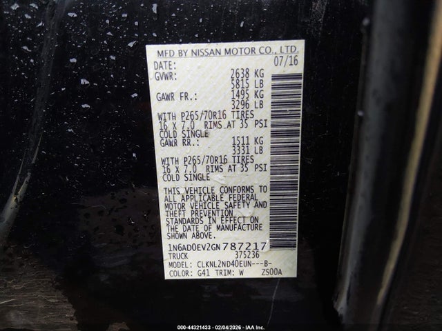 Nissan Frontier Sv 2016 1N6AD0EV2GN787217 Image 9