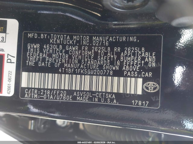 4T1BF1FK5GU200778 Toyota CAMRY SE