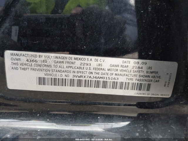 Продажа на аукционе авто 2010 Volkswagen Jetta Se, vin: 3VWRX7AJ4AM015163, номер лота: 44321502