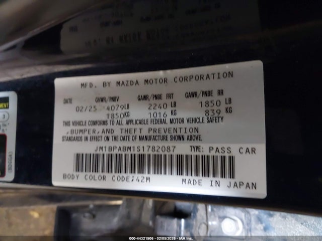 Aukcja sprzedaży 2025 Mazda Mazda3 2.5 S Select Sport, vin: JM1BPABM1S1782087, numer aukcji: 44321506
