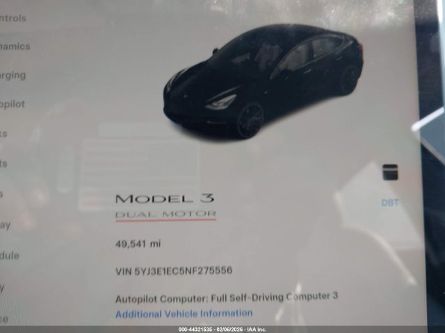 Продажа на аукционе авто 2022 Tesla Model 3 Performance Dual Motor All-wheel Drive, vin: 5YJ3E1EC5NF275556, номер лота: 44321535