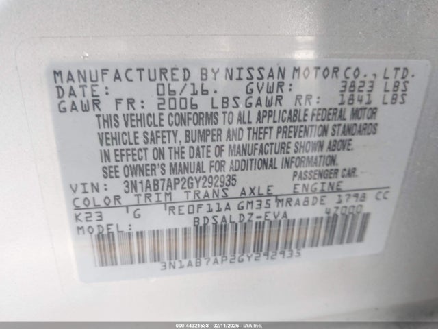 Nissan SENTRA SV 2016 3N1AB7AP2GY292935 Image 9