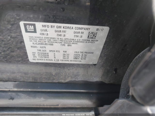 2018 Buick Encore Preferred მანქანა იყიდება აუქციონზე, vin: KL4CJASBXJB514968, აუქციონის ნომერი: 44321544